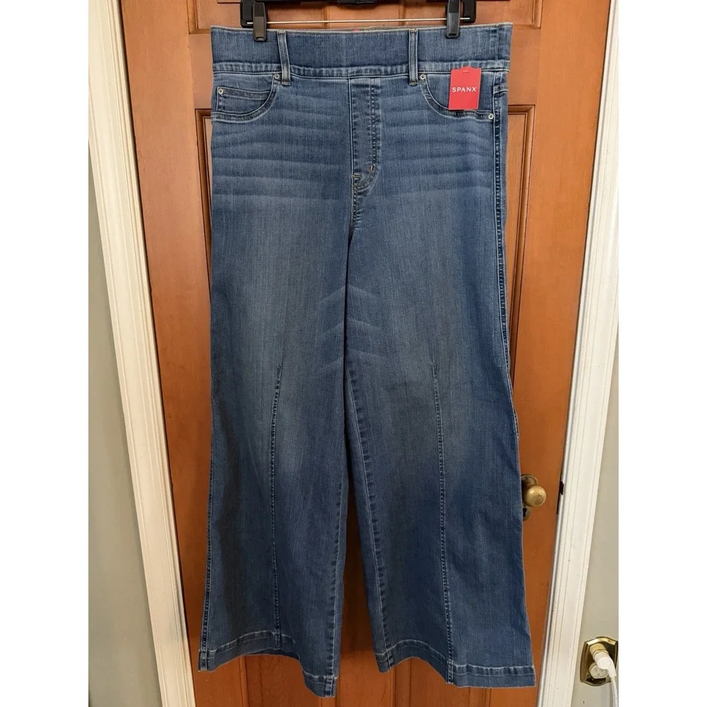 Women's Spanx Front Seam Wide Leg Jeans Size 1X NWT Stretch Vintage Indigo